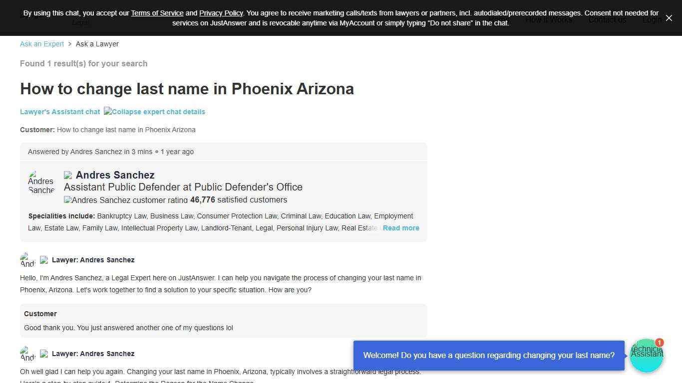How to change last name in Phoenix Arizona