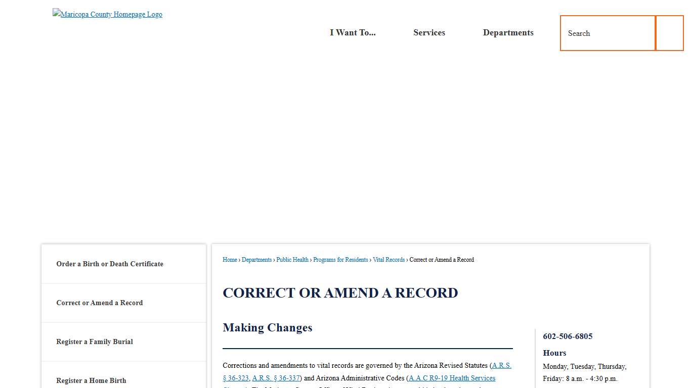 Correct or Amend a Record | Maricopa County, AZ